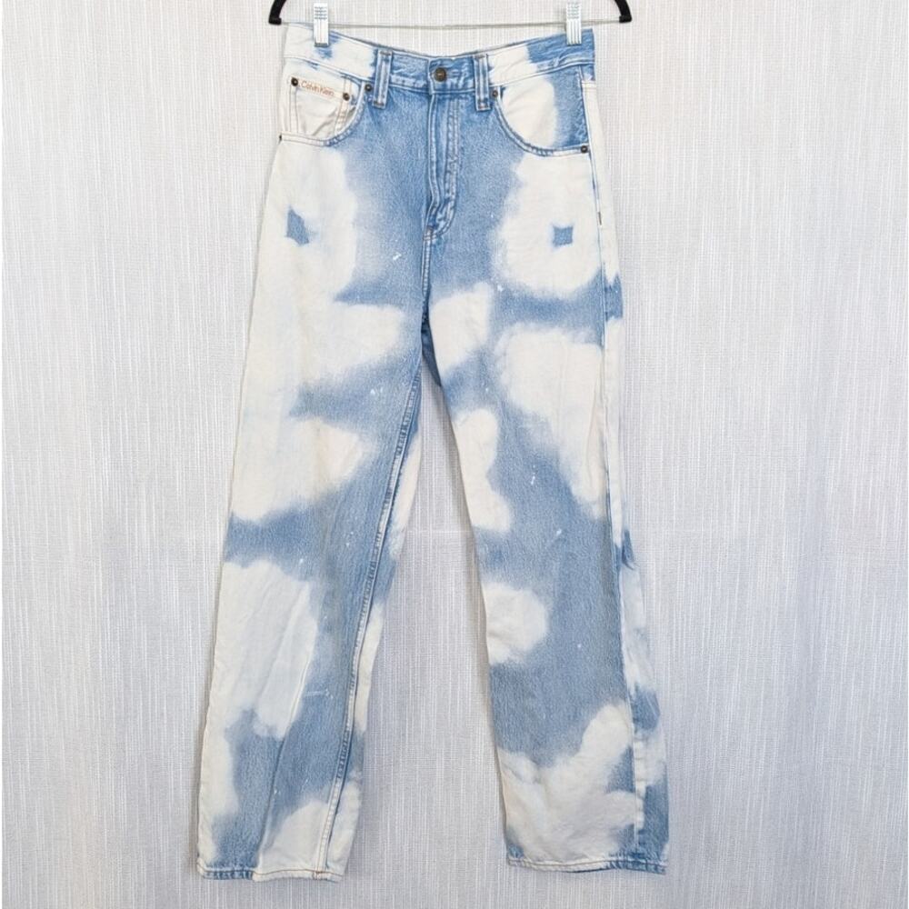 Calvin Klein Original Wide Leg Jeans Womens 28 Tie Dye Denim High-rise - Picture 2 of 10